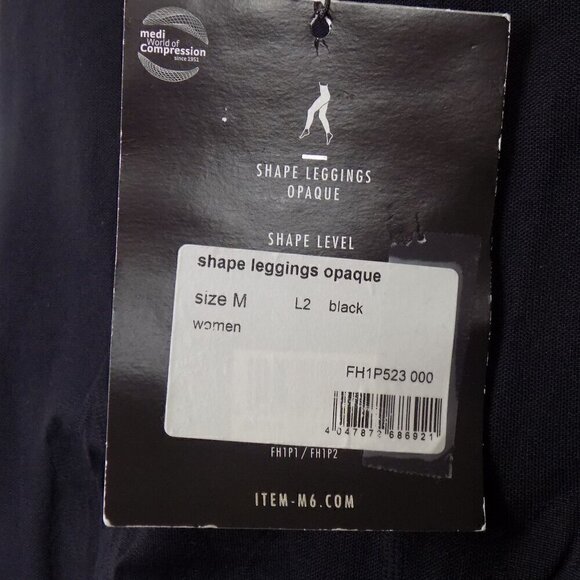Item M6 Shapewear Leggings Black Opaque High Waist Size Medium - Picture 4 of 6